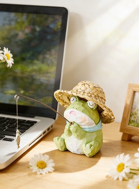 熊猫钓鱼摆件工位稳定情绪神器办公桌面装饰可爱治愈解压女生礼物