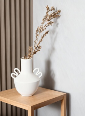 侘寂风白色陶瓷花瓶客厅摆件