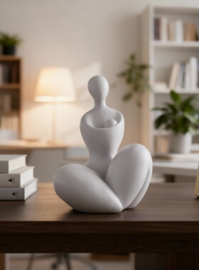 极简抽象陶瓷人物雕塑桌面摆件