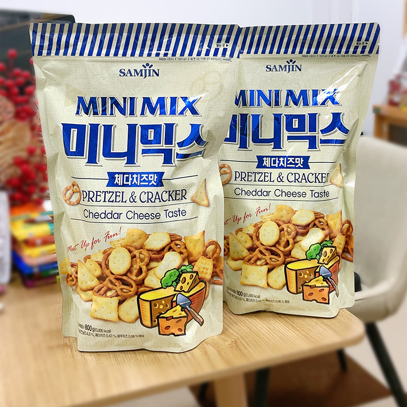 韩国进口SAMJIN混合迷你饼干切达奶酪味酥脆饼墨西哥休闲零食800g-图1