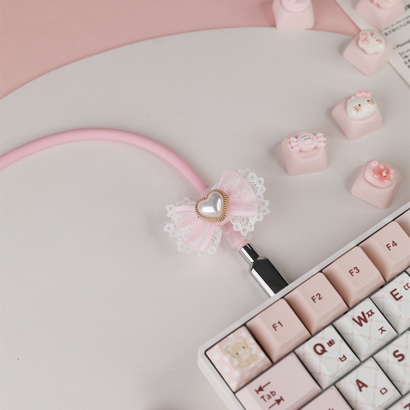 敲敲莓机械键盘航插线液态软硅胶客制化数据线RGB发光粉色键盘线,淘宝优惠券,粉丝福利购,淘宝优惠卷