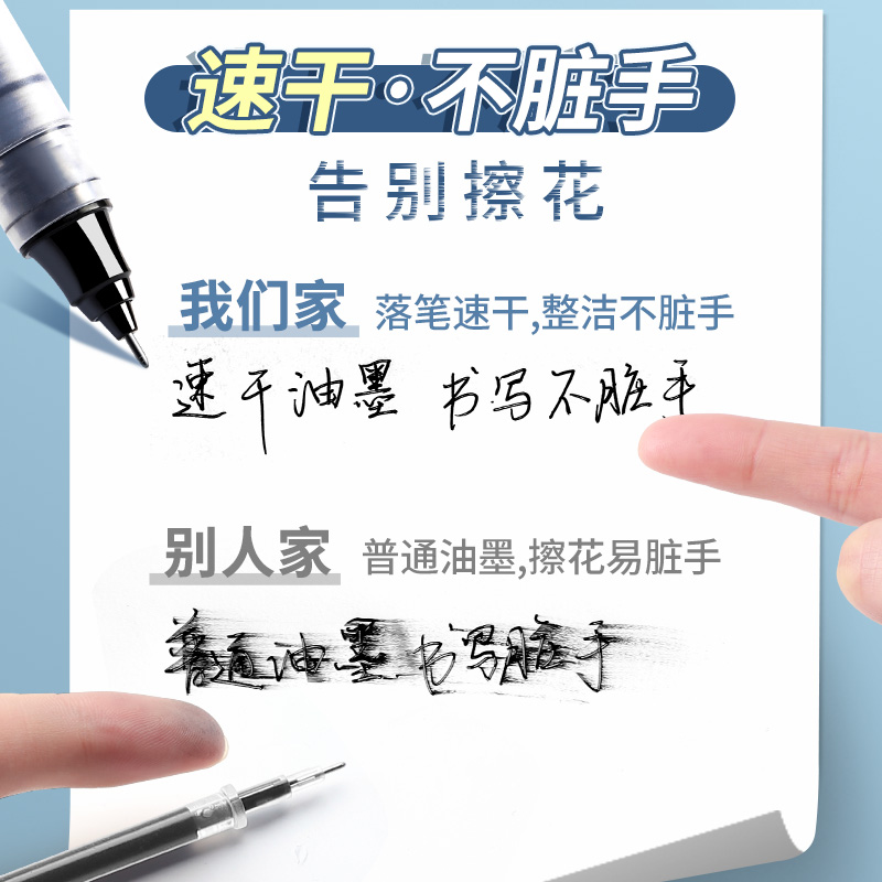 晨光文具Z1速干直液式中性笔0.5mm走珠笔黑色红蓝大容量作业刷题笔全针管办公室会议笔水性签字笔学生考试用 - 图1