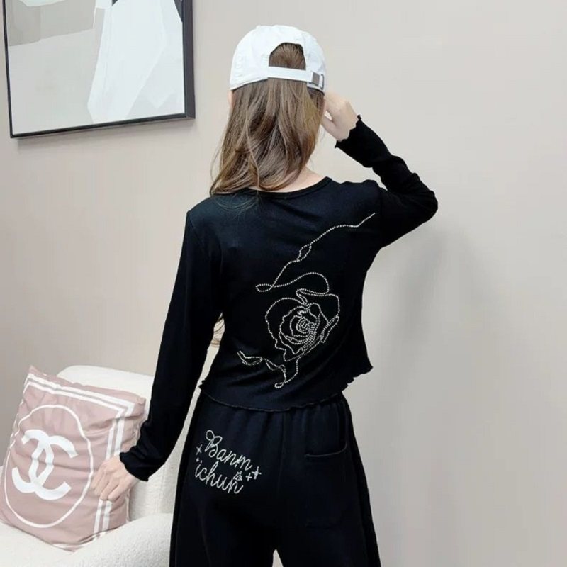 高品质玫瑰闪钻新品开衫长袖辣妹玫瑰烫钻修身广场舞跳舞服装上衣,淘宝优惠券,粉丝福利购,淘宝优惠卷