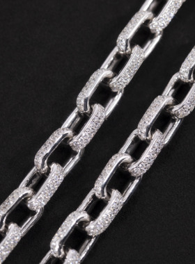 珠宝满钻方形纯银银项链定制