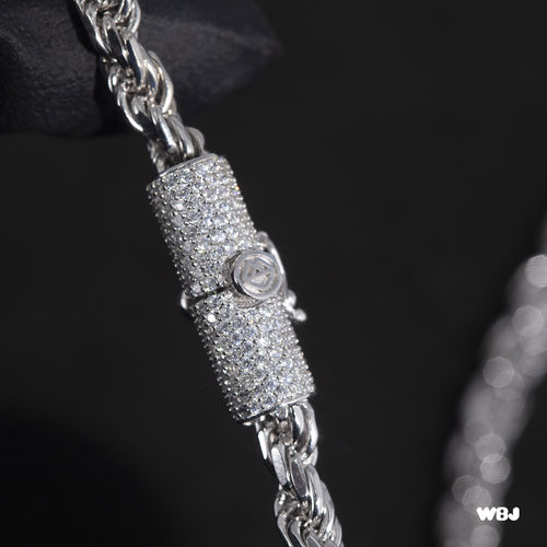 WBJ定制珠宝5mm钻扣麻花链S925银纯 银镀金 嘻哈 项链Twist chain - 图2