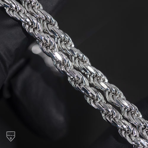 WBJ定制珠宝5mm钻扣麻花链S925银纯 银镀金 嘻哈 项链Twist chain - 图0