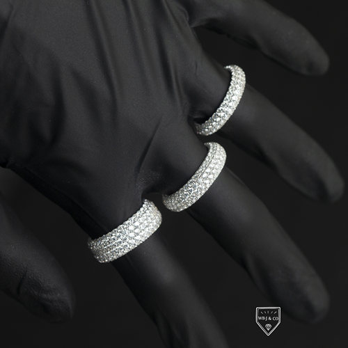 WBJ定制珠宝多排镶嵌满镶嵌戒指满圈手工镶嵌密钉镶嵌戒指hiphop - 图0