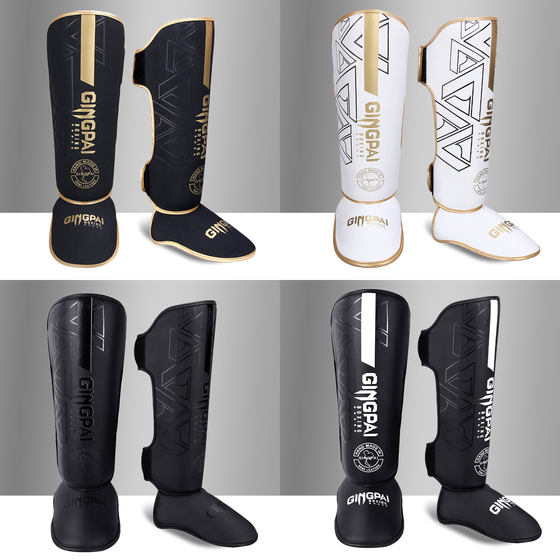 Muay Thai professional thickened boxing leg guards for adults and children with back shin guards and ankle guards for Sanda fighting training protective gear