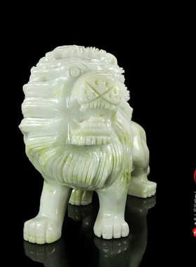 蓝田玉岫岩玉石狮子玉狮摆件摆设