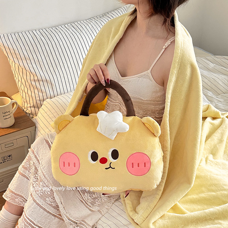 可爱小毯子办公室午睡毯抱枕二合一盖腿便携披肩沙发空调毛毯被子,淘宝优惠券,粉丝福利购,淘宝优惠卷