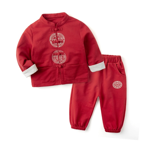 嘟嘟家 Детский пуховик для новорожденных, комплект для мальчиков, платье, китайский стиль