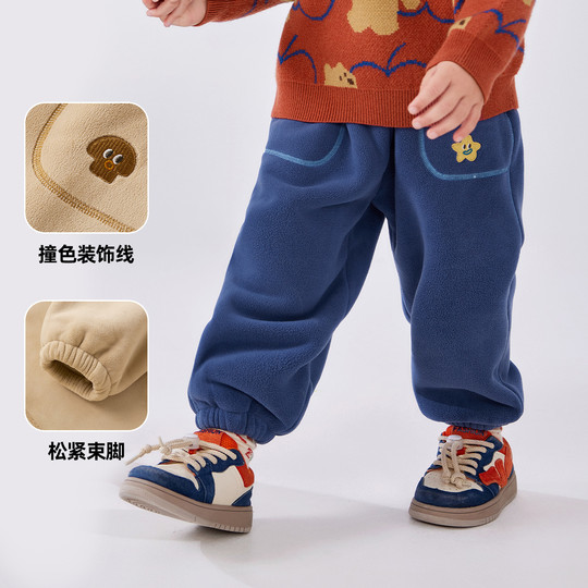嘟嘟家宝宝裤子秋冬加绒儿童卫裤冬季男童长裤冬季女童保暖休闲裤