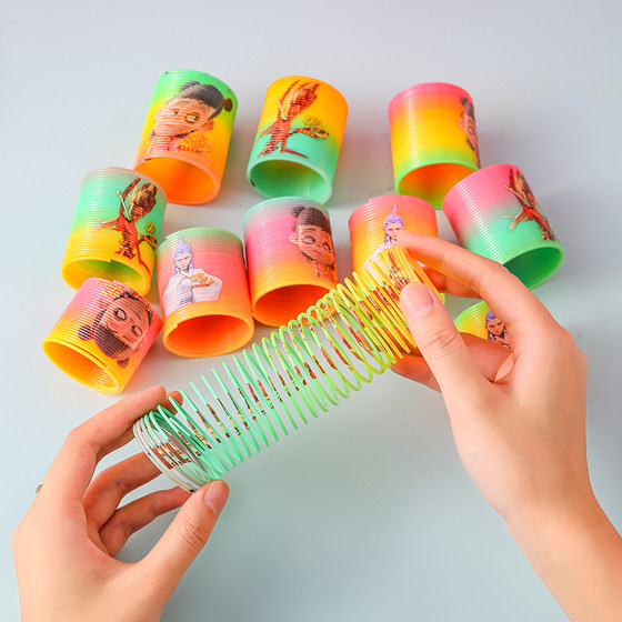 Cartoon Spring Rainbow Circle Children's Educational Toy Kindergarten Creative Gift Colorful Circle Telescopic Elastic Circle
