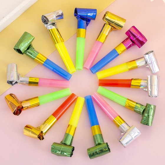 Blow and roll baby birthday party fun trumpet