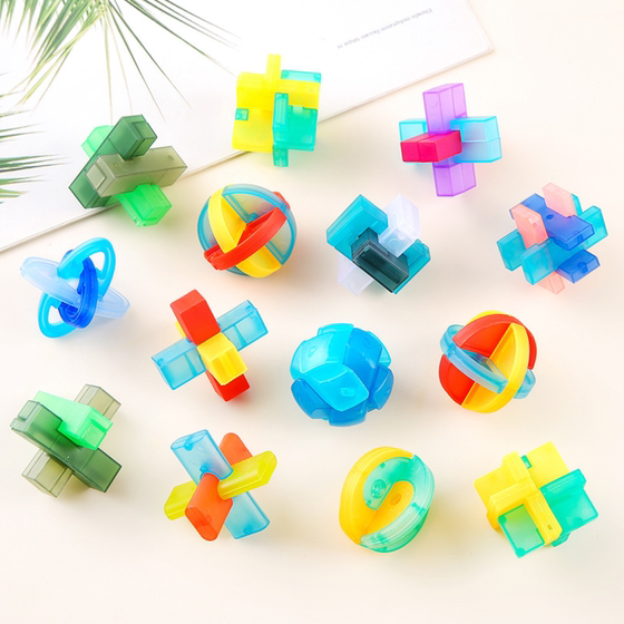 12 transparent glazed Luban locks and Kong Mingsuo children's educational brain toys for primary and secondary school students as prize gifts