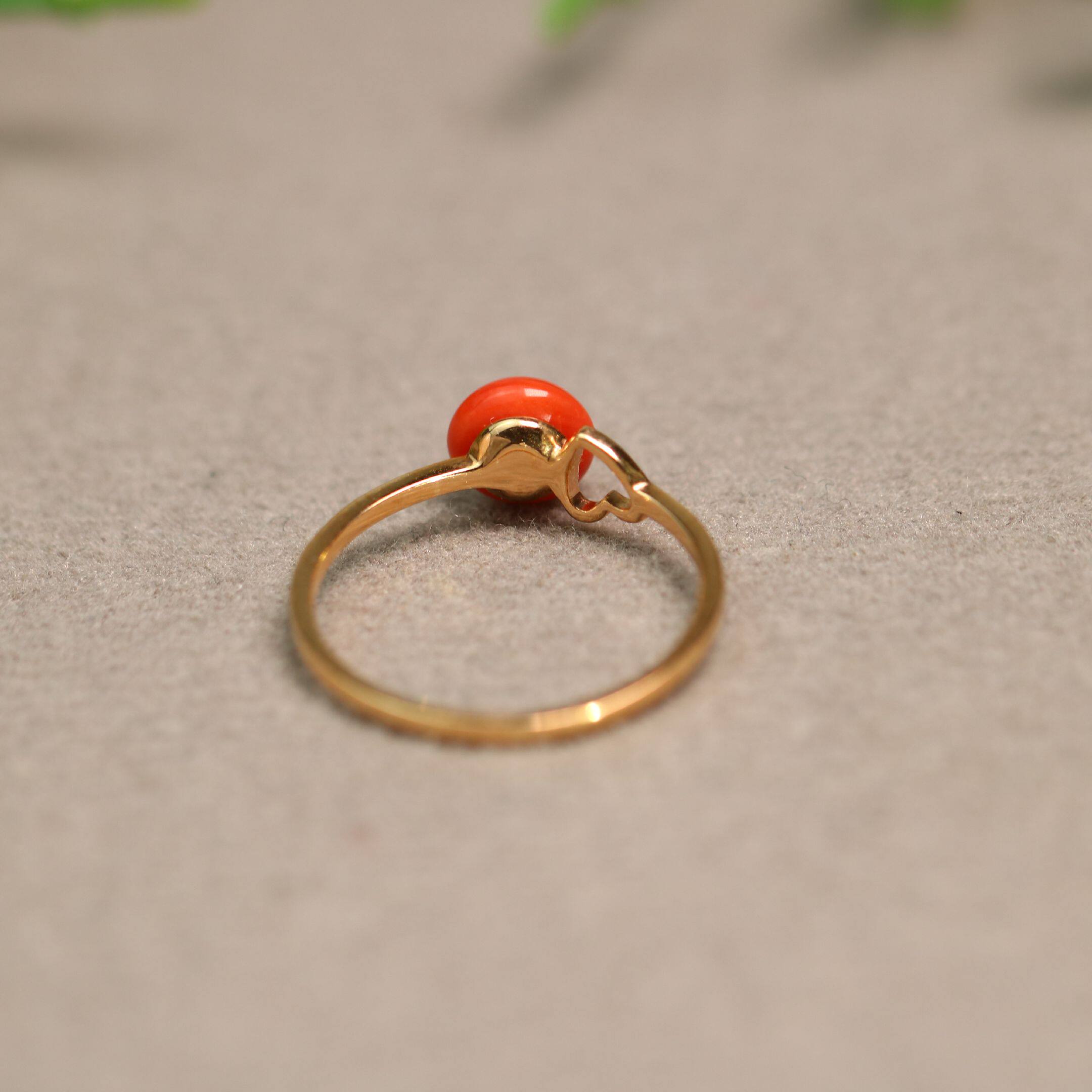 Natural deep sea red organic ruby ring
