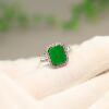 Myanmar natural grade A jadeite square ring