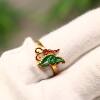 Ice full of green natural grade A jade butterfly ring