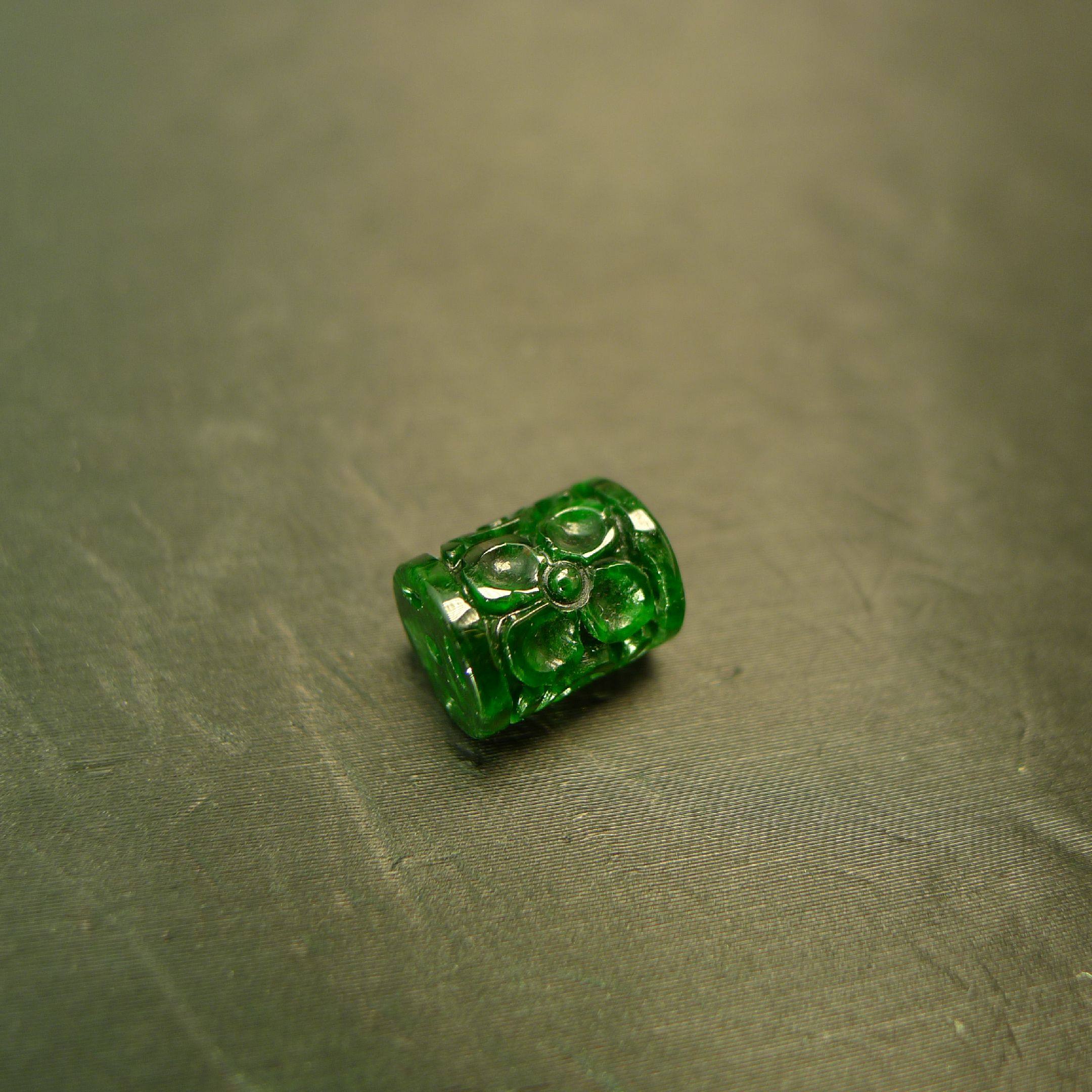 #I642满绿天然A货翡翠圆柱形管珠雕花桶珠 DIY手串珠串配件,淘宝优惠券,粉丝福利购,淘宝优惠卷