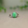 Green Burmese natural grade A jadeite cabochon ring