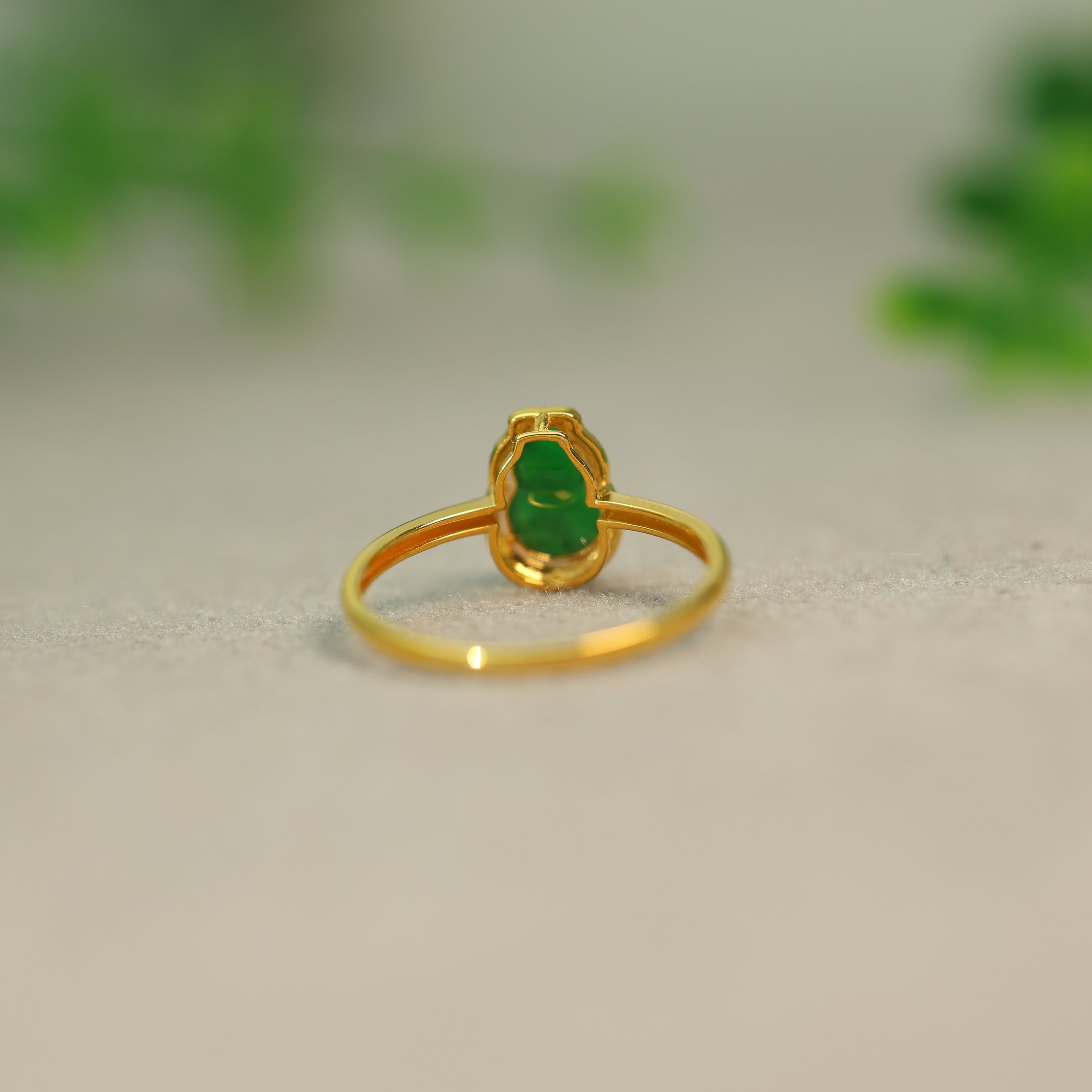 Ice Green Burmese Natural Grade A Jade Gourd Ring