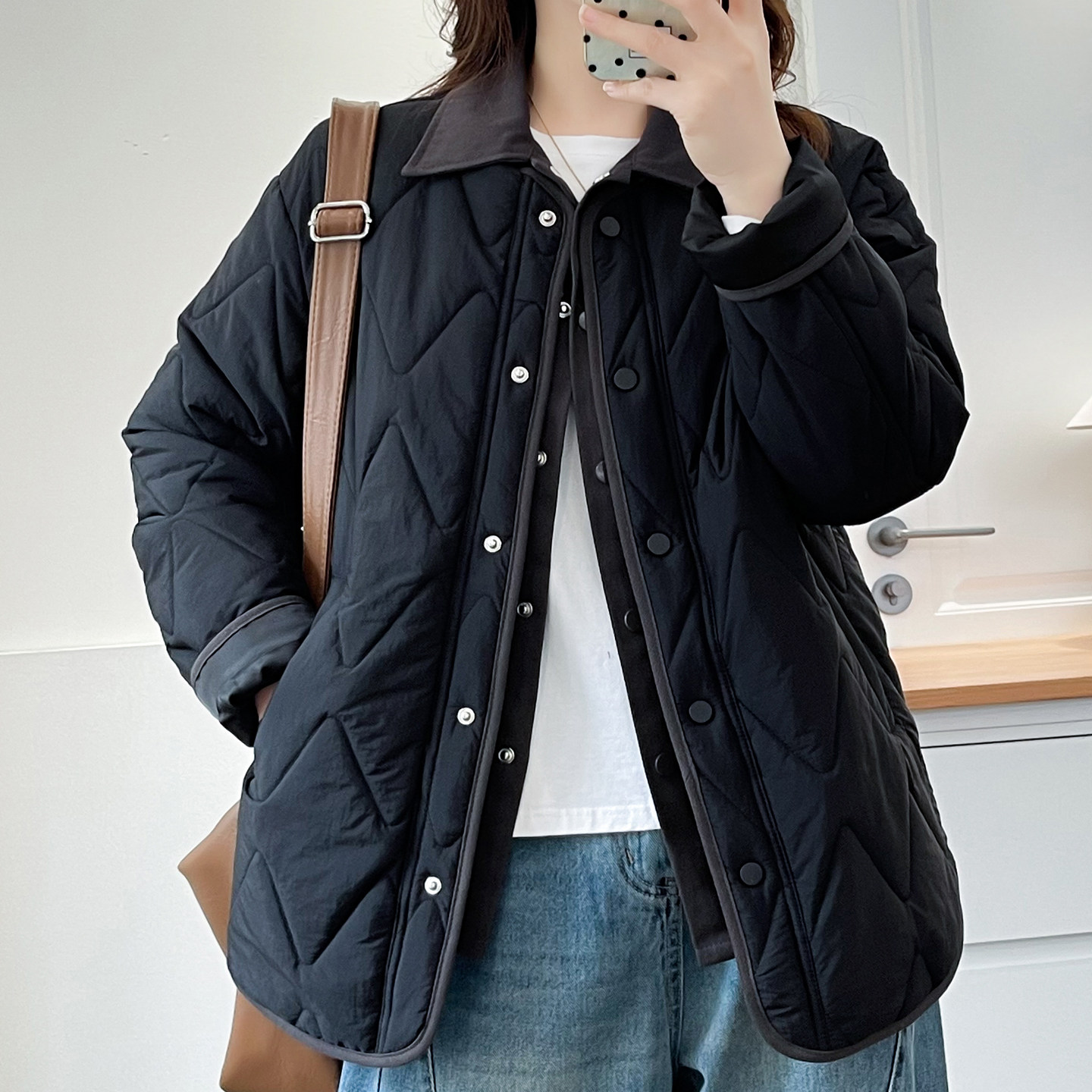 2025时尚洋气秋冬装假两件保暖加厚棉衣胖mm大码小香风遮肉外套韩,淘宝优惠券,粉丝福利购,淘宝优惠卷