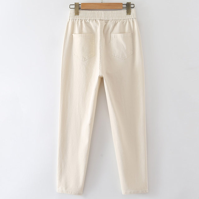 Washed cotton casual pants moderate commuting Korean version
