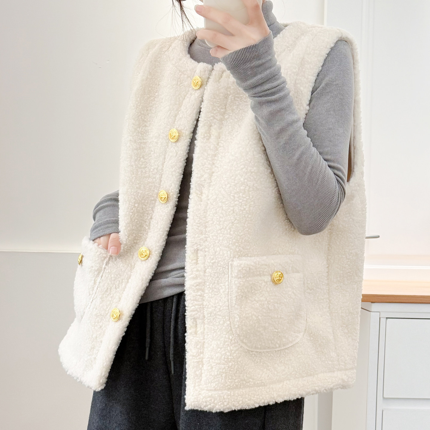 大码女装加厚保暖颗粒绒马甲甜美减龄胖mm小香风气质冬装坎肩外套,淘宝优惠券,粉丝福利购,淘宝优惠卷