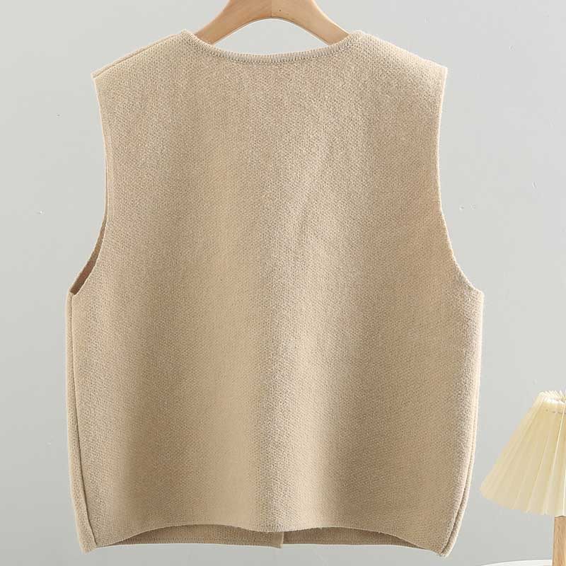 温柔系单排扣针织马甲女2025秋装新款胖妹妹气质小金扣毛衣背心女,淘宝优惠券,粉丝福利购,淘宝优惠卷