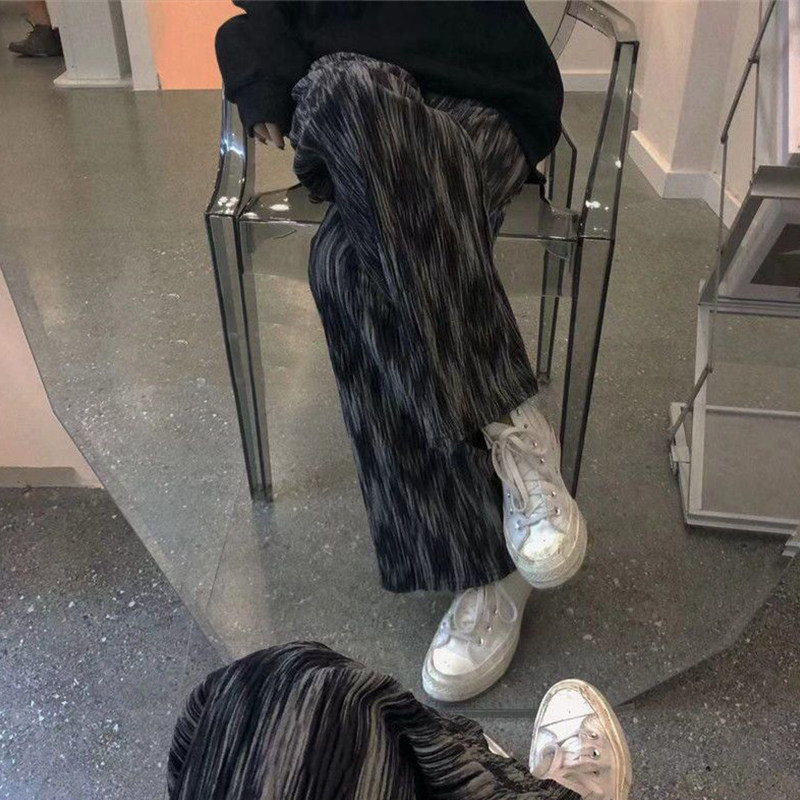 扎染夏季高腰垂感直筒小个子阔腿裤 欧班妮休闲裤