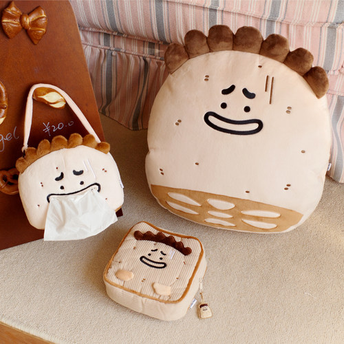 雨过山原创藕豆k毛绒纸巾收纳袋可爱搞怪车载纸抽袋挂式纸巾挂袋 - 图2