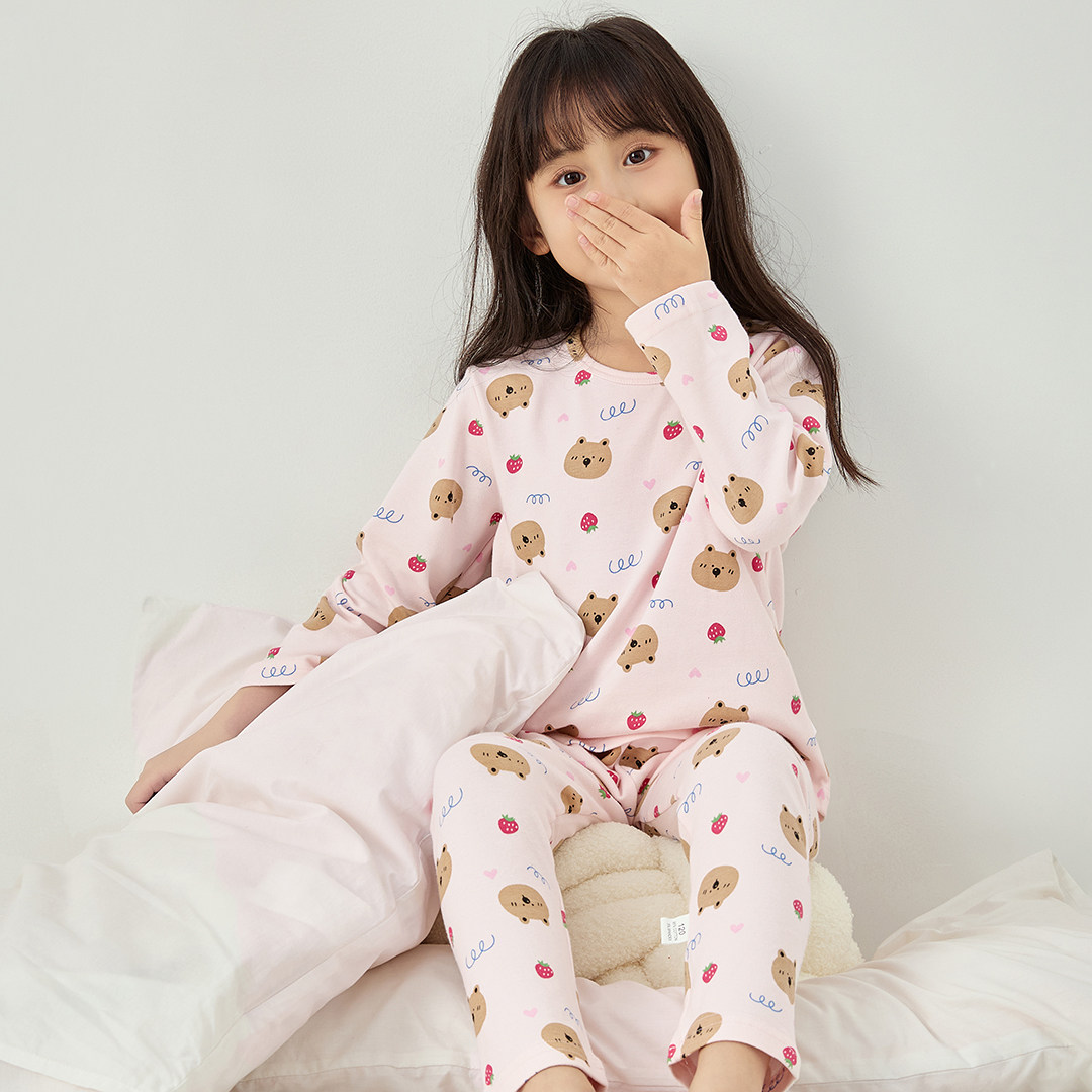 女童家居服春装2026新款洋气儿童小熊长袖套装女孩睡衣睡裤两件套,淘宝优惠券,粉丝福利购,淘宝优惠卷