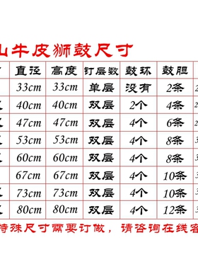 10至24寸佛山绒布狮鼓