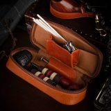 Одна кожаная труба мужская сумка для хранения Хизер Труба двойной кожаный портативный пакет