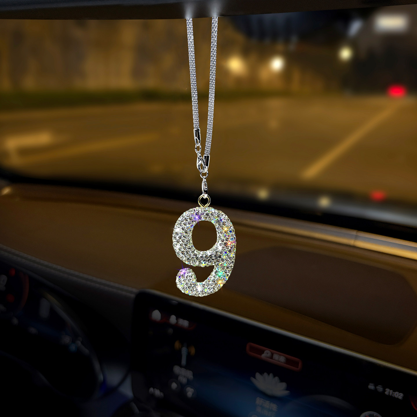 创意镶钻阿拉伯数字汽车挂件高级感水钻幸运数字车内后视镜挂饰女,淘宝优惠券,粉丝福利购,淘宝优惠卷