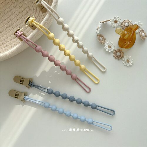 INS韩系硅胶奶嘴链宝宝牙胶玩具安抚奶嘴防掉绳婴儿奶瓶挂绳亲肤 - 图1