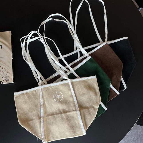 氛围感好物韩国ins风帆布袋字母休闲包大容量单肩包咖色手提包女 - 图3