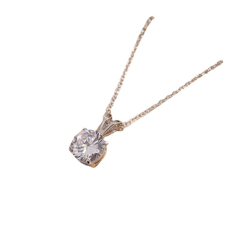 Necklace female Internet celebrity one carat zircon-图1