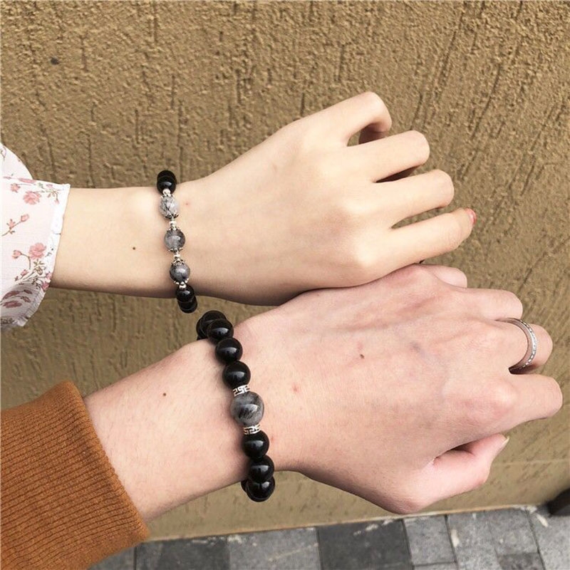 2pcs/set Paired Bracelet For Lovers Distance Magnet Couple - 图2