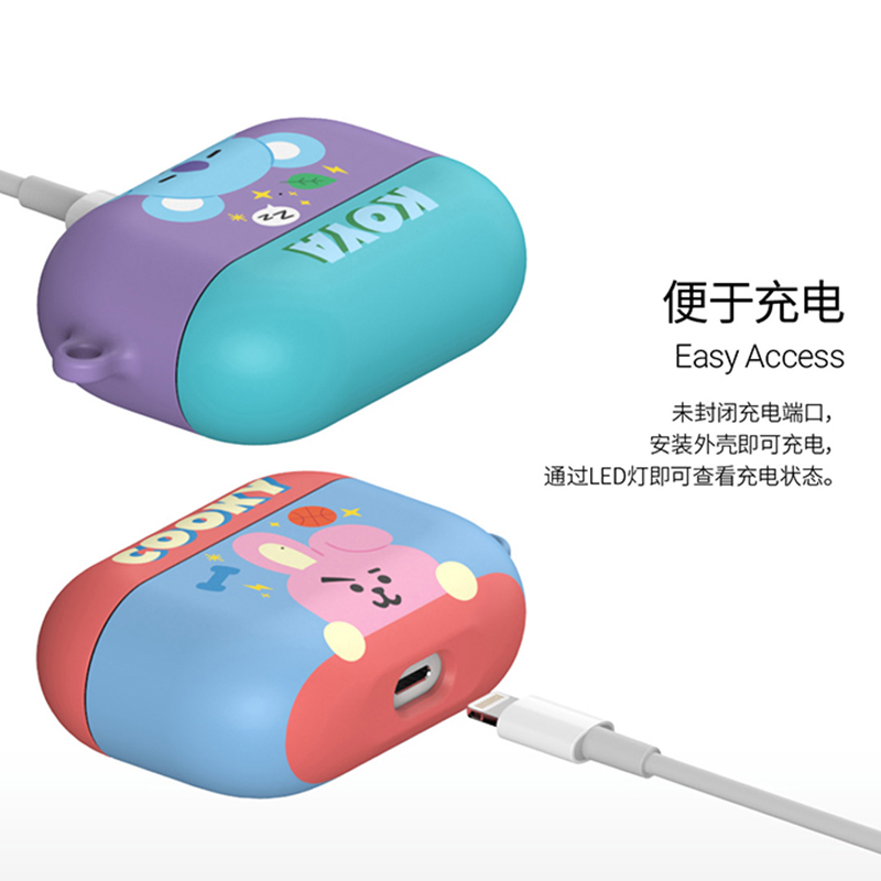 BT21卡通防摔耳机套苹果1/2代无线蓝牙耳机保护壳airpods pro潮