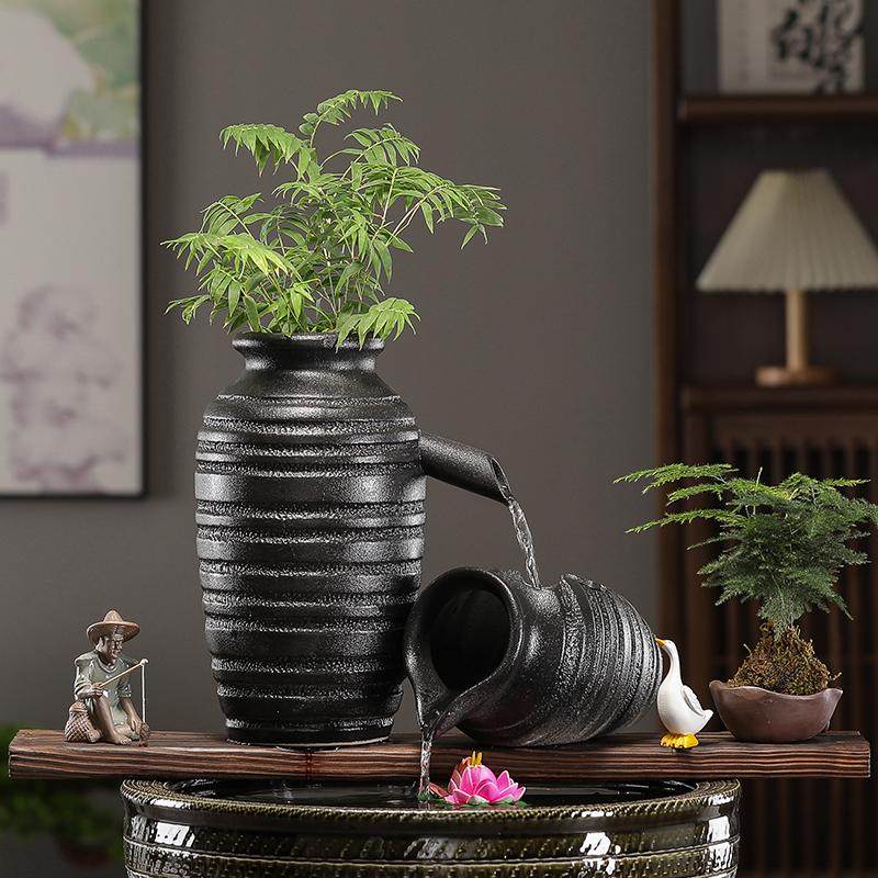 流水陶罐古法养鱼组合庭院生态缸瀑布循环流水陶瓷罐造景过滤摆件,淘宝优惠券,粉丝福利购,淘宝优惠卷