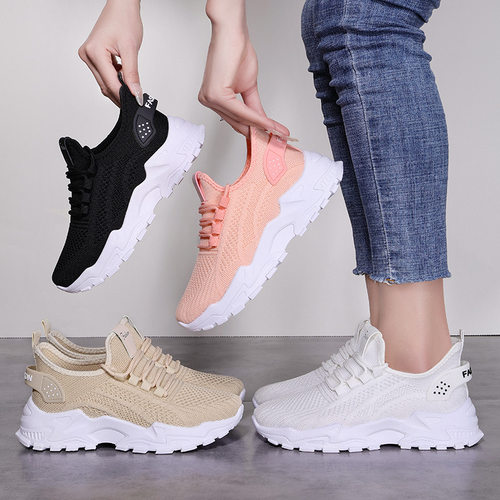 Large lace up women fly woven mesh sports shoes大码女网面鞋 - 图2