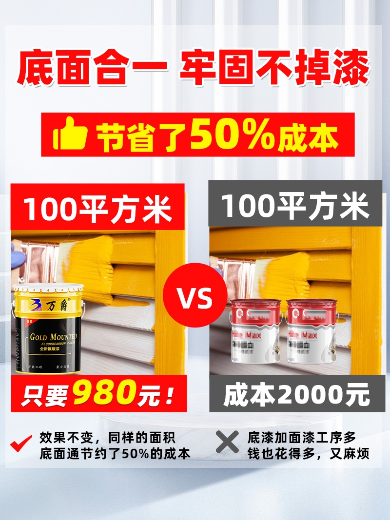 氟碳漆不锈钢喷漆镀锌管铝合金金属油漆户外栏杆专用底面合一防锈 - 图1