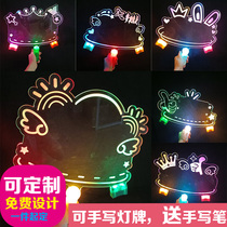 Hands on hand writing hand lifting Spotlight Happy Birthday acrylic LED Billboard Custom should aid handheld hand light
