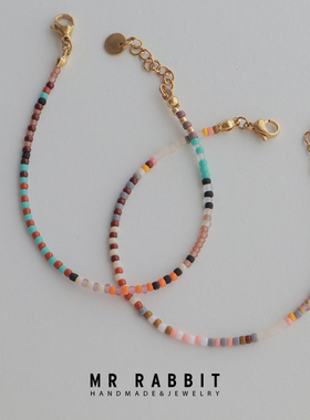 手工串珠彩色荧光粉进口米珠手链