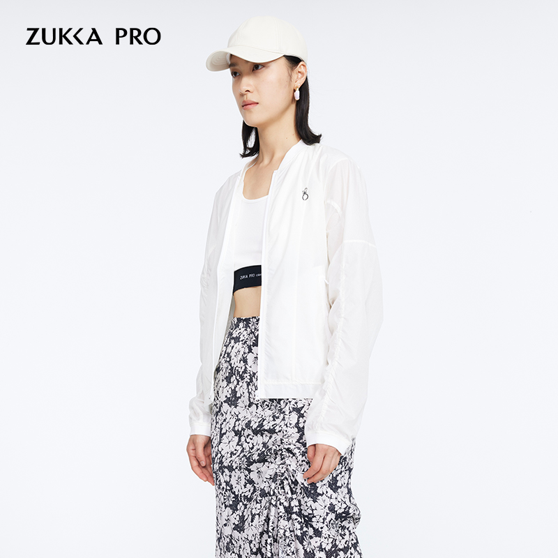 ZUKKA PRO卓卡夏季新款女士宽松休闲抽褶棒球款薄夹克外套-图1