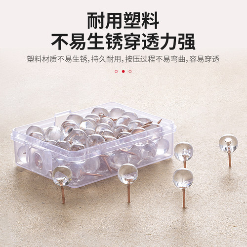 100枚创意透明图钉隐形按钉ins装饰照片墙小钉子软木留言板大头钉 - 图1