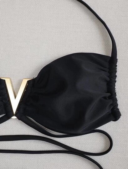 European and American sexy swimsuit black three-piece set