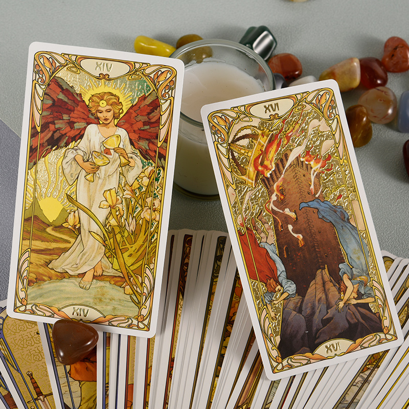 进口正版Golden Art Nouveau Tarot金色艺术韦特卡罗牌卡塔牌罗塔 - 图2