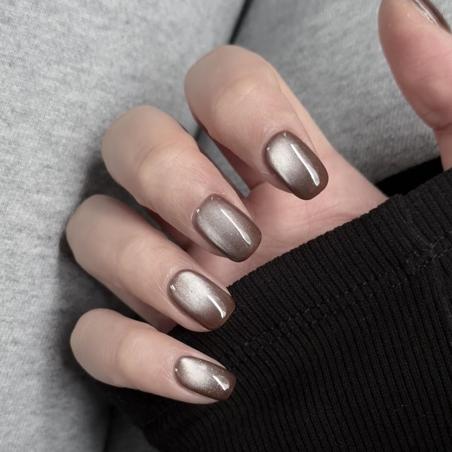 2025年棕色纯手工穿戴甲美拉德秋冬款猫眼高级简约显白百搭美甲,淘宝优惠券,粉丝福利购,淘宝优惠卷